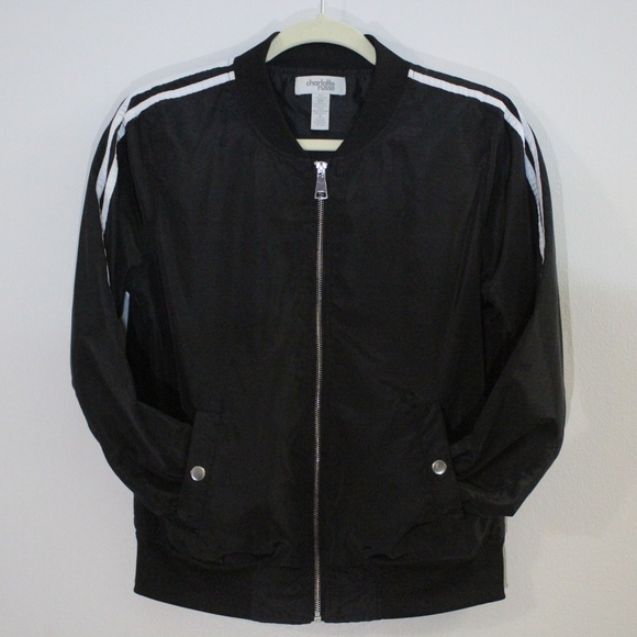 Charlotte Russe Racing Stripe Bomber Jacket - Picture 2 of 6